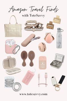 an assortment of travel items with text overlay