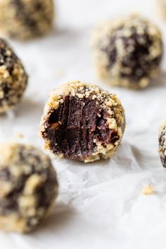 chocolate chip cookie doughnuts on white paper