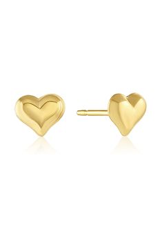 Polished, heart-shaped stud earrings bring a romantic touch to your minimalist look. 14k-gold fill Made in the USA Everyday 14k Gold Heart-shaped Earrings, Elegant 14k Gold Tarnish-resistant Heart Earrings, Elegant Tarnish-resistant Gold-plated Heart Earrings, Modern Gold Heart-shaped Earrings, Gold-tone Heart Shaped Earrings Gift, Heart Studs, Stud Earrings Set, Stone Heart, Heart Earrings Studs