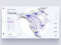 an interactive map shows the route of flights from around the world to different destinations in latin america