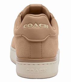 COACH Lowline Suede Lace-Up Sneakers | Dillard's Beige Leather Sneakers With Rubber Heel Cap, Leather Lace-up Sneakers, Suede Sneakers With Leather Trim, Sporty Suede Sneakers With Leather Trim, Low-top Leather Sneakers With Leather Trim, Casual Sneakers With Leather Trim And Round Toe, Coach Sporty Sneakers With Cushioned Footbed, Classic Sneakers With Leather Trim And Round Toe, Classic Sneakers With Leather Trim