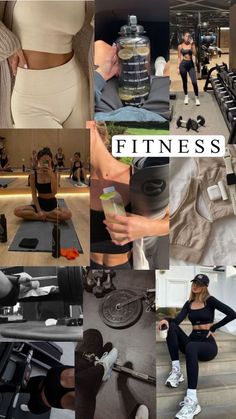 a collage of photos with the words fitness on them