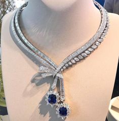 Vancleefarpels Necklace, Blue Sapphire Earrings, Bridal Diamond Necklace, Diamond Bracelet Design, Bridal Diamond Jewellery