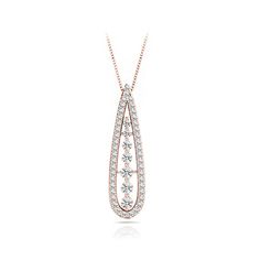 This alluring teardrop diamond necklace pendant features forty-two round diamonds suspended by a rose gold cable-link chain. Approximately 5/8 carat total weight. Luxury Unique Rose Gold Necklaces, Dazzling Rose Gold Luxury Diamond Necklace, Luxury Rose Gold Diamond-cut Diamond Necklace, Rose Gold Teardrop Pendant Necklace For Formal Occasions, Formal Teardrop Rose Gold Necklace, Rose Gold Teardrop Necklace For Formal Occasions, Formal Rose Gold Teardrop Drop Necklace, Formal Rose Gold Teardrop Necklace, Rose Gold Teardrop Diamond Necklace Fine Jewelry