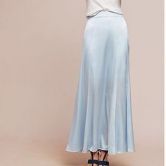 New With Tags, In Excellent Condition. Elegant Blue Skirt For Spring, Elegant Blue Spring Skirt, Chic Light Blue Flared Skirt, Chic Blue Evening Maxi Skirt, Chic Light Blue Long Skirt, Elegant Light Blue Lined Skirt Bottoms, Chic Light Blue Lined Skirt, Chic Light Blue Relaxed Skirt, Blue Formal Maxi Skirt For Spring