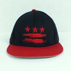 This is our original DC flag Painted Design now on a fitted red and black cap. Also be sure to check out our Trucker and Dad hats. Red Six-panel Fitted Hat For Streetwear, Patriotic Snapback Baseball Cap For Sports, Patriotic Snapback Sports Hat, Red Six-panel Snapback Hat For Baseball Season, American Snapback Baseball Cap With Flag, American Flag Snapback Baseball Cap, Patriotic Snapback Baseball Cap For Baseball Season, Patriotic Flat Bill Sports Hat, Patriotic Baseball Cap For Baseball Season