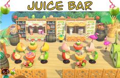 an image of a juice bar with fruits and veggies on the counter in animal crossing