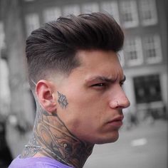 Attractive men faded haircut ideas | Trendy hairstyle ideas Pompadour Fade, Curly Hair Fade, Long Hair On Top, Cool Hairstyles For Men, Taper Fade, Top Hairstyles