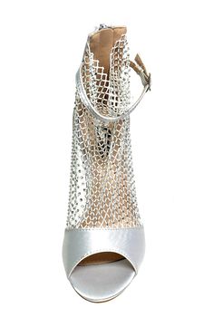 An edgy mesh upper elevates this party-ready sandal balanced by a peep toe and a tapered heel. 3 1/2" heel Adjustable ankle strap with buckle closure Textile upper and lining/rubber sole Imported Summer Mesh Heels With Heel Strap, Mesh High Heel With Heel Strap, Synthetic Open Toe Sandals For Party Season, Open Toe Synthetic Sandals For Party Season, Mesh Sandals With Ankle Strap For Summer, Mesh Ankle Strap Sandals For Summer, Summer Mesh Sandals With Ankle Strap, Summer Ankle Strap Mesh Sandals, Summer Mesh Heels For Night Out