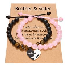 PRICES MAY VARY. 【Brother and Sister Bracelet】--The affection between brother and sister is unbreakable and unique. Give these bracelets to your siblings to celebrate the unbreakable bond and tell her/him: "wherever life takes us, we will always have a piece of each other's heart! I will love you always and forever". 【Brother and Sister Gifts】-- A perfect gift for brother&sister on Birthday, Christmas, Graduation, Anniversary, Thanksgiving Day, Valentine's Day or any occasion. 【Materials】--This Brother Sister Bracelet, Brother Christmas Gift Ideas, Brother Gifts From Sister, Evil Eye Bracelet Diy, Sister Bracelets, Christmas Gifts For Brother, Brother Gifts, Half Heart, Brother Christmas