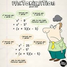 a cartoon character is looking at the fractions on a piece of paper that says factoration