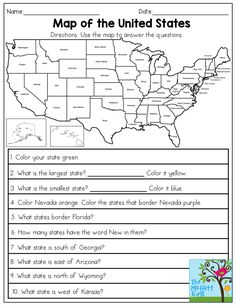 the map of the united states worksheet is shown in black and white,