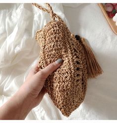 Boho Shoulder Bag, Cell Phone Pouch, Beach Yoga, Small Boho, Bag Summer, Macrame Bag, Straw Bags, Raffia Bag, Phone Pouch