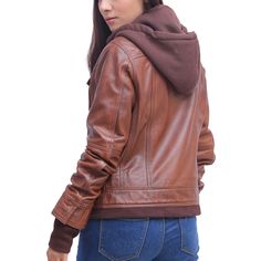 [additional] Womens Tan Brown Leather Jacket with Removable Hood 100% Real Leather, Premium Stitching Throughout, Classic Style, High-Quality Zipper, Free Shipping. Our jacket is made with the best products available that tend to enhance its beauty. QUALITY: The leather jacket is made with the best quality leather which is not only durable but also resistant to tear. It can also endure harsh environmental conditions and would look exactly the same for years and years. 100% SCREEN ACCURATE STYLE: Womens Brown Leather Jacket, Racer Jackets, Tan Leather Jacket, Black Leather Motorcycle Jacket, Tan Leather Jackets, Womens Black Leather Jacket, Cafe Racer Jacket, Leather Jacket With Hood, Jacket With Hood