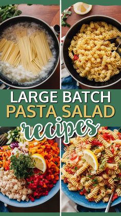 Large Batch Pasta Salad Recipes For Summer Parties Pasta Salad For A Crowd Parties, Sides For Large Groups, Summer Salads For A Crowd, Summer Potluck Ideas, Salads For Parties, Grilling Hamburgers, Meal Sides