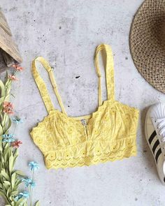 free people - ezra bralette top - more colors Bralette Tops, Small Bust, Bralette, Smocking, Free People, Bra, Yellow, Color