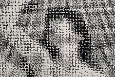 a black and white image of a man's face made up of small squares