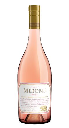 a bottle of pink wine on a white background