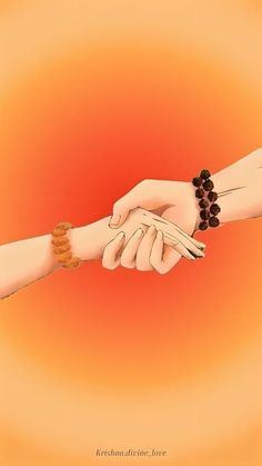 two hands holding each other with bracelets on their wrists and beads around the wrist