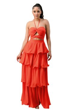 The Vienna Maxi Dress adds a touch of romance to any outfit. This tiered ruffle maxi dress features a beautiful halter neckline for a feminine look that will turn heads. Perfect for special occasions or date night. Runs small in the waist with no stretch. 100% Polyester Ruffle Maxi Dress, Diy Hair Care, Halter Maxi, Halter Maxi Dresses, Ruffled Maxi Dress, Feminine Look, Halter Neckline, Diy Hairstyles, Selling Online