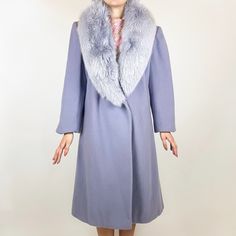 Vintage 60s Pastel Purple Genuine Fur Coat So Soft And Warm! Tag States “Marvin Richards, 14, 100% Lambs Wool, Lining: 100% Satin Acetate” Model Wears A Size Small Top And Medium Bottom, 5’3, 26” Waist And 32b Bust. This Was Big On Me. I Rolled The Sleeves About 2” In These Photos. Check The Measurements Below To Ensure A Proper Fit! Condition: Slight White Stain On Front, Similar Color Stain By Fur, Stain On Inside Lining, Small Hole On Back. Measurements: Length: 43.5” Armpit To Armpit: 21.5 S Retro Formal Winter Outerwear, Retro Tailored Winter Outerwear, Classic Fitted Wool Coat For Evening, Vintage Wool Coat For Work, White Stain, Pastel Purple, Vintage 60s, Small Tops, Fur Coat