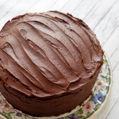 a chocolate cake sitting on top of a plate