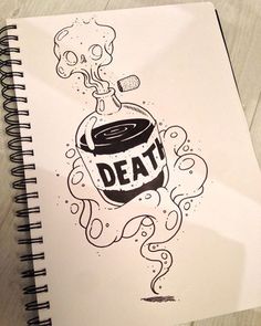 Death by Alexandre Godreau #cool Random Tattoos, Arte Doodle, Art Challenges, Skulls Drawing, Potion Bottles, Sketch Ideas