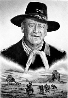 a drawing of a man wearing a cowboy hat and bow tie with the words, the duke u s cavalry buy a print starting at $ 20 35