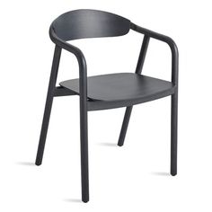 a black plastic chair on a white background