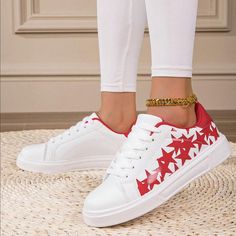 Step into style and comfort with our 2024 Spring White Sneakers. These versatile and trendy sports casual shoes are designed with both fashion and function in mind. The sleek design and comfortable fit make them perfect for any occasion. Color : Red Pattern Type : Plants Size Fit : True To Size Upper Material : PU Leather Lining Material : Mesh Power Supply : None Size US Ball Girth Foot Length EUR36 US6 20.4 22.86 EUR37 US6.5 20.8 23.53 EUR38 US7 21.2 24.2 EUR39 US8 21.75 24.87 EUR40 US9 22.2 2 Trendy Slip-on Skate Shoes, Trendy Breathable Canvas Shoes With Round Toe, Trendy Skate Shoes For Sports With Branded Insole, Trendy White Breathable Canvas Shoes, Trendy Canvas Shoes With Round Toe For Sports, Trendy Round Toe Canvas Shoes For Sports, Trendy Flat Sneakers, Trendy Flat Sneakers With White Sole, Trendy Breathable Canvas Shoes With White Sole