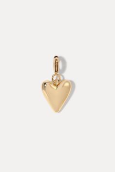 The Heart Charm is the perfect addition to your Hailey Bracelet. Its timeless design adds a touch of love and elegance, making your bracelet even more special. 18k gold-plated brass​ 11mm height, 10mm width Clip Bail​ Pairs with the Hailey Bracelet Build Your Charm Bracelet Here Gold Heart-shaped Jewelry With Charms, Gold Plated Yellow Gold Jewelry With Heart Charm, Gold-tone Jewelry For Valentine's Anniversary, Gold-tone Jewelry For Anniversary On Valentine's Day, Huggie Heart Charm Jewelry For Wedding, Gold-tone Heart Charm Pendant Jewelry, 14k Gold Filled Heart Charm Jewelry For Wedding, Gold Plated Heart Jewelry, Tarnish Resistant, Gold-tone Heart Pendant Jewelry For Anniversary