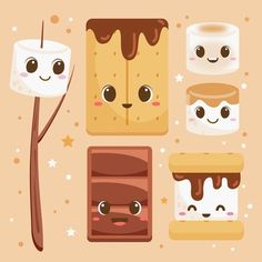 some cute food with different faces on them