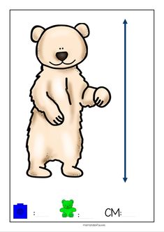 a drawing of a bear standing in front of a ruler