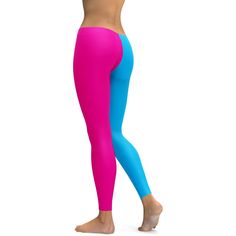 Do you love the colors blue and pink, pink and blue. With us you don't have to choose. Our designer created two tone leggings, and this one is the version Two Tone Pink & Blue Leggings. Don't forget to check out the black & white or black & pink version. Trendy Tight Pink Leggings, Trendy Full Length Pink Yoga Pants, Blue Color Block Stretch Bottoms, Pink Color Block Workout Bottoms, Pink High Stretch Full Length Leggings, Casual Pink Footless Tights, Casual Pink Footless Leggings, Pink Fitted Color Block Bottoms, Fitted Pink Color Block Bottoms