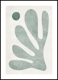 a green and white poster with an abstract design on the bottom half of it's hand