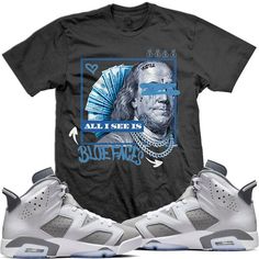 This sneaker shirt by MDM Clothing is made out of premium cotton with a screen printed design. Screen print is the best quality print you can get on a shirt, which few companies do now a days as it is a older slower technique, but it is by far the highest quality printing you can do on a garment. The fit on this shirt is more of a loose fit and not so much of a fashion fit. This is more of a streetwear fit shirt. Care Instructions: We suggest to machine wash this shirt inside out with cold water and we recommend to hang dry all shirts with graphics on it. If you must dry it in the dryer, keep the shirt inside out. Shipping: This item is in-stock and ready to ship out. This item will ship out in 1-2 business day. Returns/Exchanges: Returns are accepted on this item. There is a 20% restockin Cool Grey 6s, Lucky Green Jordan 1, Jordan Unc, Unc University, Jordan Retro 5, Sneakers Noir, Jordan Retro 6, Basket Noir, Custom T Shirt Printing