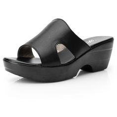 Women's Casual Shoes Leather Wedges Slipper Sandals – Touchy Style Female Sandals, Sandals Wedges, Low Heel Sandals, Open Toed Heels, Peep Toe Sandals, Pointed Toe Shoes, Slipper Sandals, Women Sandals, Womens Clogs