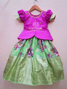 Pavadai Sattai Designs, Lehanga For Kids, Langa Blouse, Pavadai Sattai, Kids Indian Wear, Kids Dress Boys