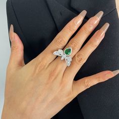 Lovely and Delicate Bee Ring, Pear Shape Water Drop Shape Green CZ Gemstone Ring, Party Wedding Date Birthday Wear Ring, Gift for Mom by iCoolJewelry on Etsy White Butterfly Ring For Party, Elegant Open Diamond Ring For Party, Elegant White Butterfly Ring For Wedding, Elegant Butterfly Ring With Cubic Zirconia For Gift, Elegant Cubic Zirconia Butterfly Ring Gift, Elegant Butterfly Ring Cubic Zirconia Gift, Elegant Silver Butterfly Ring For Wedding, Elegant Diamond Crystal Ring For Parties, Elegant Diamond White Rings For Party