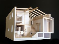 a paper model of a house with stairs