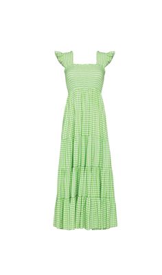 Made from soft cotton, this maxi dress features a playful gingham print that will have you feeling stylish and comfortable all day. Perfect for any occasion, this dress is a must-have for your wardrobe. Grass green and cream white Square neck Short sleeves with riddles edges Smocked bodice Slip-on design Concealed interior bra Ankle length hem Unlined Colour may vary due to lighting on images. The product images (without model) are closest to the true colour of the product.Item runs true to size Green Summer Maxi Dress For Picnic, Green Maxi Dress For Spring Picnic, Spring Maxi Length Dresses For Picnic, Maxi Length Dress For Spring Picnic, Spring Gingham Sundress Midi Dress, Green Midi Dress For Spring Picnic, Green Midi Dress For Picnic, Trendy Gingham Dress For Summer, Trendy Green Maxi Dress For Vacation