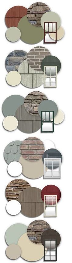 an assortment of different shapes and sizes of round mirrors on a white wall with windows