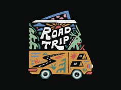 the road trip van is painted with colorful doodles