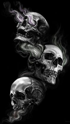 Skull Wallpaper Iphone, Evil Skull Tattoo, Skull Rose Tattoos, Badass Skulls, Android Wallpaper Dark, Skull Sleeve Tattoos, Dark Background Wallpaper, Skull Art Drawing