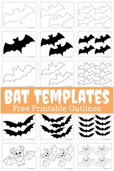 Free Bat Templates Halloween Craft Templates, Pumpkin Template Printable, Halloween Ceiling, Printable Pumpkin Carving Stencils, Pumpkin Coloring Sheet, Halloween Mandala, Bat Printable, Halloween Gingerbread, Bat Drawing