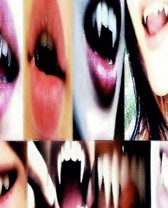 multiple images of different mouths and teeth with one woman's face in the middle