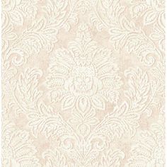 a beige and white wallpaper with an ornate design