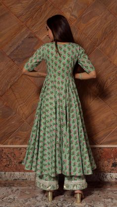 Green Paisely Cotton Hand Block Anarkali Set online in USA | Free Shipping , Easy Returns - Fledgling Wings Floral Print Anarkali, Printed Anarkali Suits, Anarkali Kurti, Salwar Kameez Online, Anarkali Kurta, Kurtis With Pants, Cotton Dupatta, Indian Suits, Salwar Kameez Designs