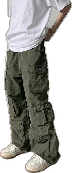 Cargo Multi Pockets Straight Casual Long Pants Green Baggy Combat Bottoms, Green Cotton Pants For Outdoor Activities, Green Combat Cargo Pants, Green Combat Pants With Pockets, Military Style Baggy Pants For Outdoor Activities, Green Combat Bottoms With Pockets, Baggy Combat Bottoms With Pockets, Military Style Baggy Bottoms For Outdoor Activities, Green Combat Pants For Outdoor Activities