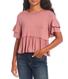 Short Sleeve Peplum Top, Dillard's, Peplum Top, Shoulder Top, Clothing Accessories, Open Shoulder Tops, The Originals, Women's Top, Clothes